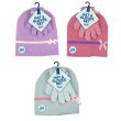 Girls Beanie Hat & Glove Set - Assorted Colours 