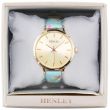 Wholesale Henley Ladies Spring Floral Print Leather Strap Watch - Blue 