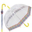 Wholesale Adults Multi Colour Check Border Clear Dome Umbrella 