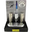 Wholesale Clipper Electronic Jet Flame Lighter Gift Set - Silver