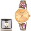 Wholesale Henley Ladies Spring Floral Print Leather Strap Watch - Grey