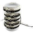 Wholesale Leather Bracelet - Black & White Ying Yang Design (12 Pieces) 