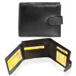 Wholesale Leather RFID Trifold Wallet With Stud Closure - Black  