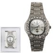 Wholesale Men's NY London Diamante Metal Bracelet Watch - Silver