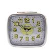 Wholesale Mid sized Bedside Quartz Alarm Clock - White / Silver