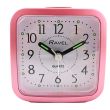 Wholesale Ravel Mini Bedside Quartz Alarm Clock- Pink/White