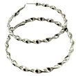 Wholesale Silver Twisted Hoop Earrings - 6cm 