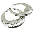 Wholesale Silver Round Bamboo Hoop Earrings - 8cm