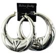 Wholesale Silver Round Bamboo Hoop Earrings - 8cm