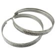 Wholesale Silver Patterned Hoop Earrings - 9cm