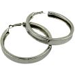 Wholesale Silver Side Pattern Fashion Hoop Earrings - 6cm