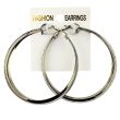 Wholesale Silver Side Pattern Hoop Earrings - 6cm