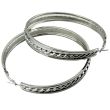 Wholesale Silver Triple Patterned Hoop Earrings - 8cm