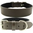 Genuine Leather 1.25" Wide Stitched Leather Collar- Brown (20-23 inch long)