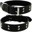 Wholesale Genuine Leather 1.5" Wide Studded Leather Stitched Dog Collar - Black (18-21'')