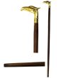Wooden Brass Eagle Walking Stick With Metal Crutch Handle -  Gold/Brown