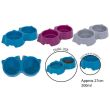 World of Pets Plastic Double Pet Round Bowl (27cm 200ml) - Assorted Colours