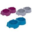 World of Pets Plastic Double Pet Round Bowl (27cm 200ml) - Assorted Colours