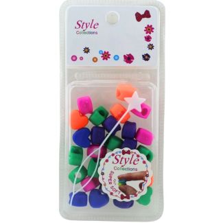 28pcs Heart-Shaped Multicolour Silicon Hair Braiding Beads - 1cm x 1.5cm