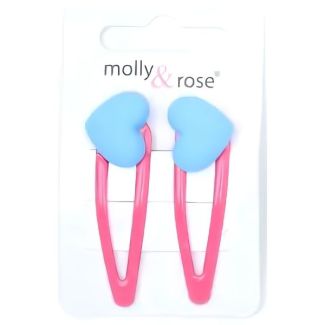 2pcs Matte Heart Design Epoxy Sleepies Hair Clips -  Assorted - 5cm