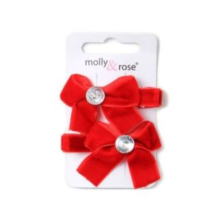 2pcs Red Velvet Hair Bows with Fork Clip