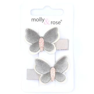 2pcs Velvet Butterfly Beak Clips - Assorted - 3.5cm