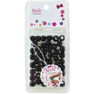 45pcs Marble Design Black Silicon Hair Braiding Beads - 1cm