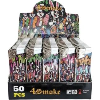 4 Smoke Electronic Refillable Lighters - Thum Punk (Assorted)