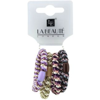 4pcs Patterned Woven Beaded Hair Elastic - Assorted - 7mm x 5cm