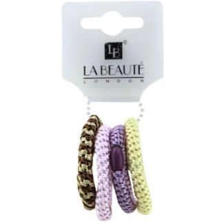 4pcs Woven Beaded Hair Elastics - Assorted - 7mm x 5cm