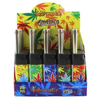 4SMK Refillable Utility Lighters - Leaf Design (Assorted) 