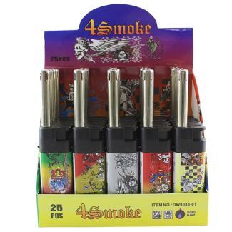 4SMK Refillable Utility Lighters - Skull Design
