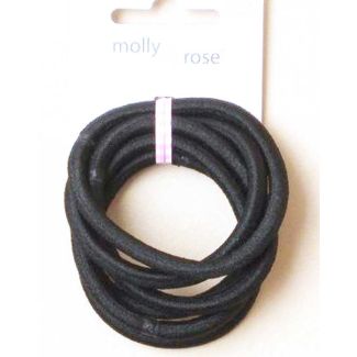 6pcs Black Snag Free Hair Elastics - 5mm x 4.5cm