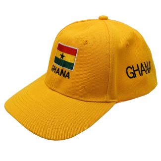 6 Panel 100% Polyester Embroidered Baseball Cap Ghana - Yellow