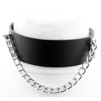 Leather Choker With Chain (20cm Chain)
