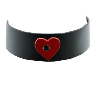 Leather Choker With A Heart (3.5cm)