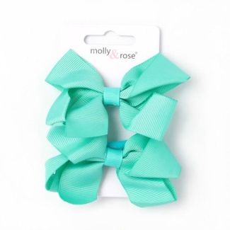 2pcs Soft Jersey Elastics With Grosgrain Ribbon Bow - Assorted