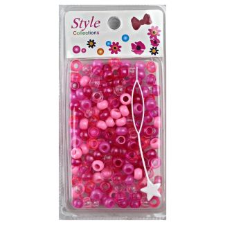130pcs Pink Plastic Hair Braiding Beads - Assorted - 8mm
