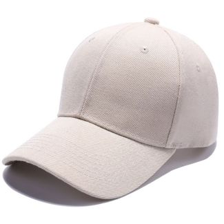 Adults 6 Panel Plain Baseball Cap - Beige 