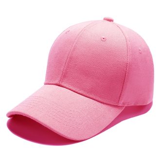 Adults 6 Panel Plain Baseball Cap - Light Pink 