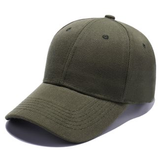 Adults 6 Panel Plain Baseball Cap - Olive