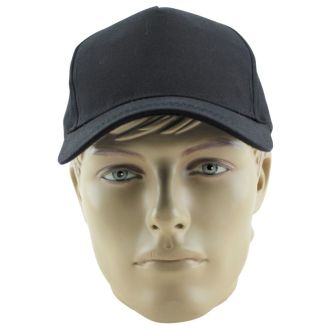 Adults 100% Cotton Baseball  Cap - Black (58cm)