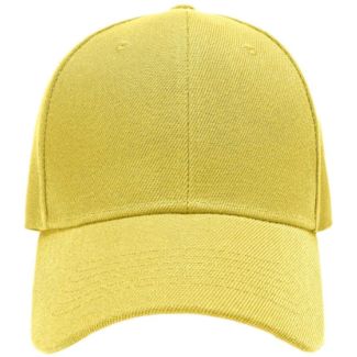 Adults 6 Panel Plain Baseball Cap With Adjustable Velcro Strap - Bright Yellow