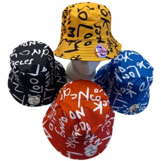 Adults Reversible Bucket Hat Graffiti Letter Print - Assorted