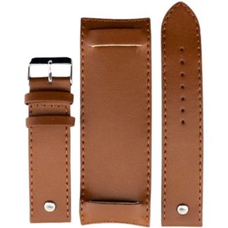 Military Style Tan Leather Rectangular Bund Watch Strap - 18mm