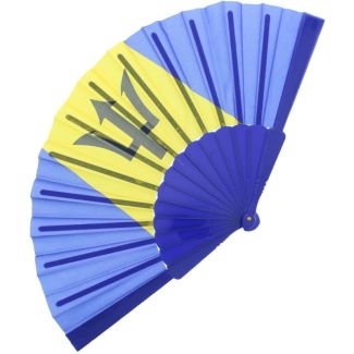 Barbados Flag Carnival Folding Hand Fan - 23cm