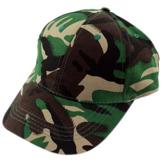 Adults 6 Panel 100% Cotton Baseball Cap - Camouflage (58cm)