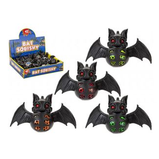 Black Bat Squishy With Neon Bead Toy - Assorted Colours 