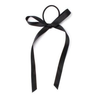 Black Satin Hair Bow with Elastic - 14cm