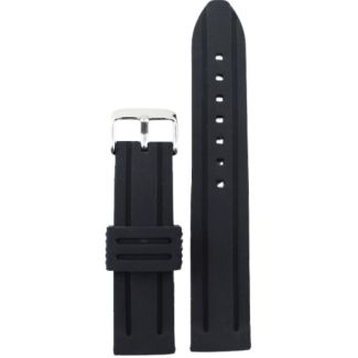Black Silicon Watch Strap with Silver Pin Buckle - 20mm